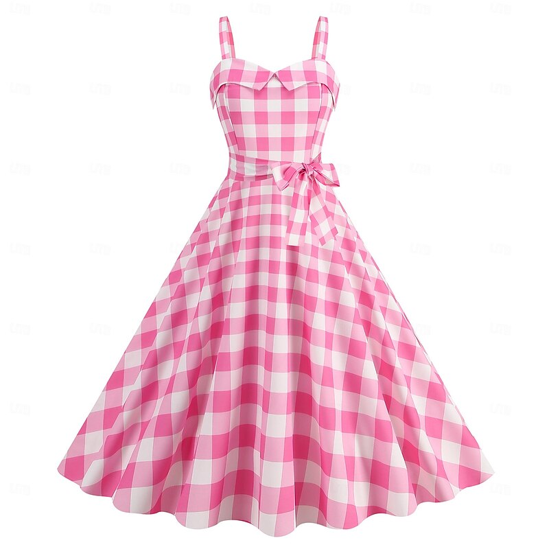 Retro Vintage 1950s Rockabilly Dress Swing Dress Plaid / Check Checkered Gingham Fancy Dress Women's Carnival Masquerade Dailywear Bachelorette Party Adults Dress Homecoming Dresses3