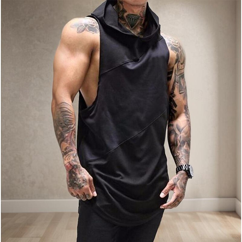 Men's Tank Top Vest Top Undershirt Sleeveless Shirt Sleeveless Hooded Summer Plain Sports Fashion Lightweight Vacation Casual Holiday Black White Army Green Top Tee for Men