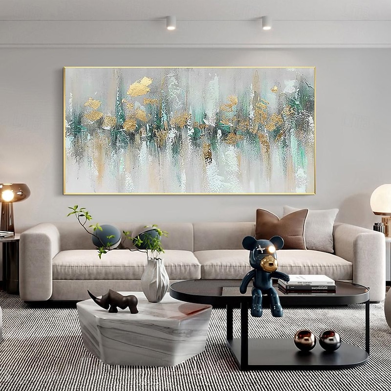 Gold Foil Teal Green painting hand painted 3D Texture Abstract Painting On Canvas for Livingroom Bedroom Oversize Large Luxury Gold painting Wall Art New Home Art Decor