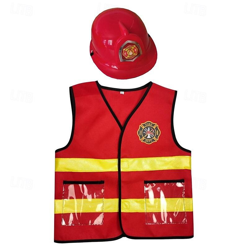 Boys Girls' Fireman Cosplay Costume Outfits For Masquerade Cosplay Kid's Vest Hat