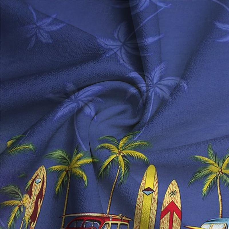 Men's Palm Tree Bus Shirt Summer Hawaiian Shirt Aloha Shirt Short Sleeve Shirt Turndown Vacation Hawaiian Resort Style Outdoor Vacation Beach Blue Green S M L4