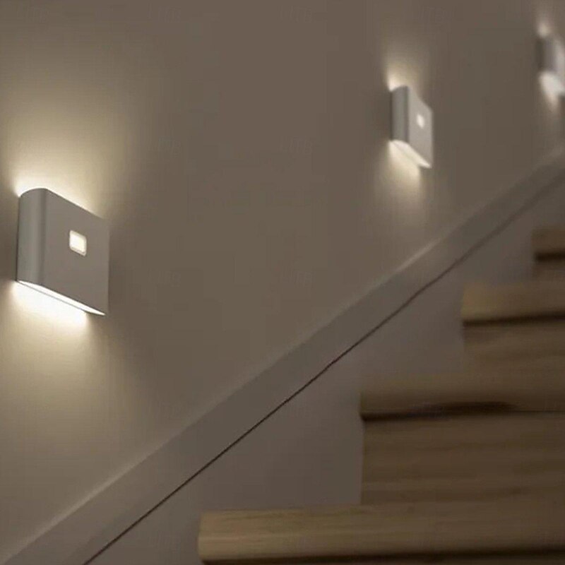 LED Night Lights Motion Sensor, USB Rechargeable Wireless Night Light Kitchen Cabinet Corridor Night Step Lights for Bathroom,Hallway, Bedroom, Kids Room, Kitchen and Stairway 1/2/3pcs4
