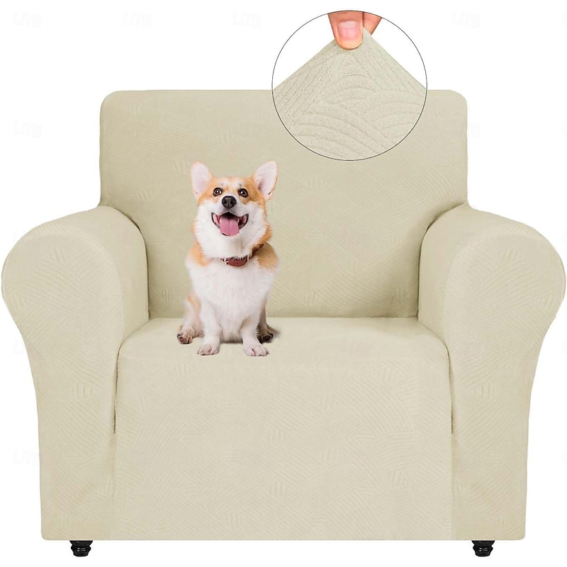 Multifit Spandex Jacquard Sofa Slipcover Non-Slip Easy-Care Pet Scratch Guard T-Cushion, Elegant Furniture Protector for Home