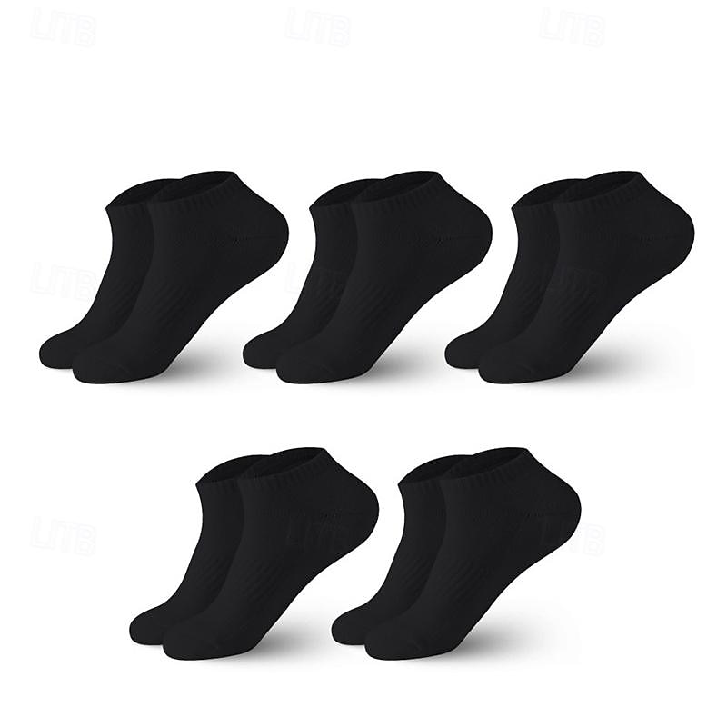 Men's 5 Pack Multi Packs Socks Crew Socks Running Socks Casual Socks No Show Socks Hosiery Black White Color Plain Sports & Outdoor Casual Daily Basic Medium Spring Fall Fashion3
