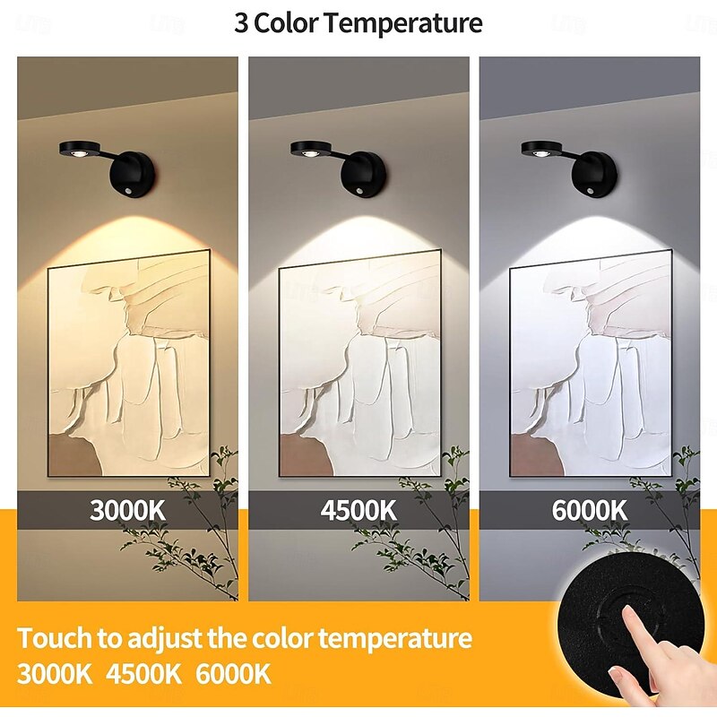 Picture Light Battery Operated with Remote, 1PACK, Wireless LED Spot Lights, Rechargeable Cabinet Lights, LED Wall Sconce Motion Sensor, Tri- Color Dimming Sunset Ambient Wall Lamp Display Lamp4