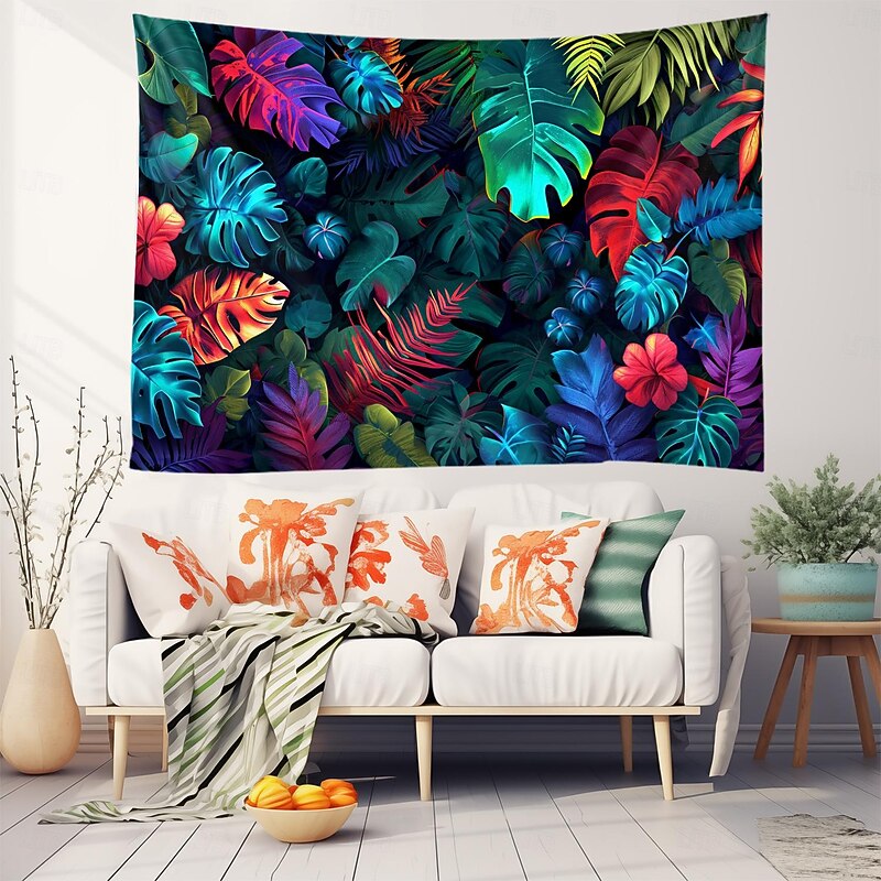 Painting Tropical Leaves Hanging Tapestry Wall Art Large Tapestry Mural Decor Photograph Backdrop Blanket Curtain Home Bedroom Living Room Decoration2