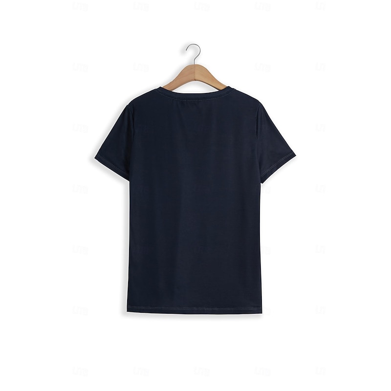 Women's T Shirt Basic Dog Print Short Sleeve Regular Tops Round Neck Daily Weekend Black3