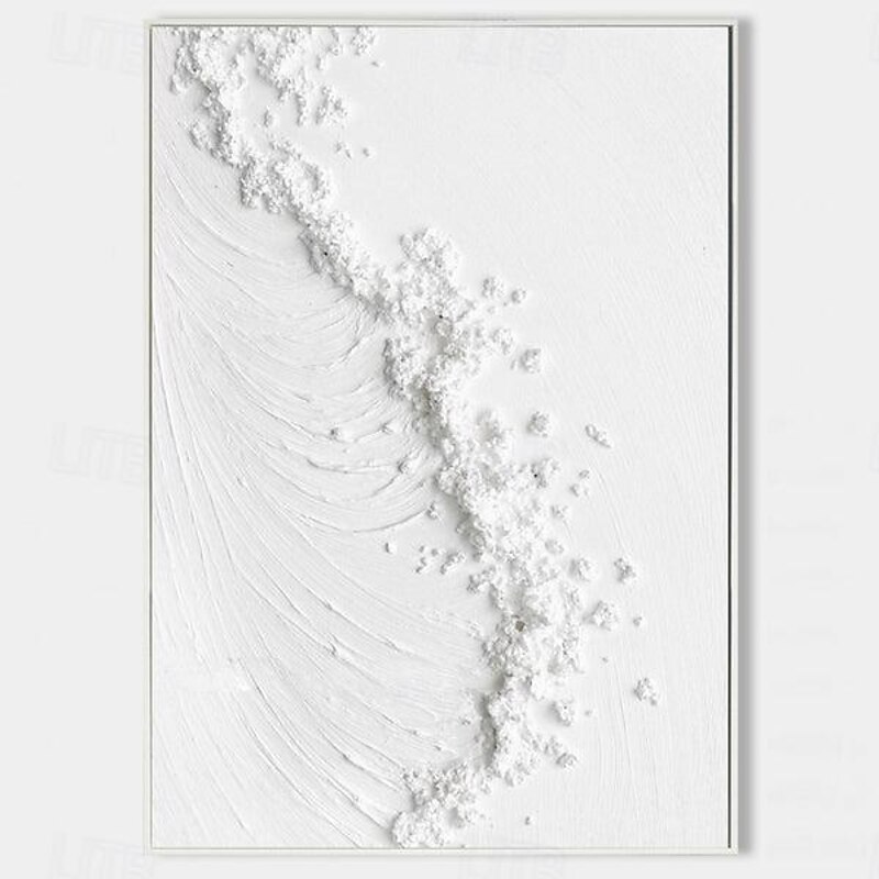 Large Abstract White Beach Oil Painting on Canvas hand painted Textured Painting Bedroom Wall Decor handmade Custom White painting Wall Art Modern Art Decor