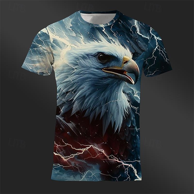 Men's Graphic Animal Eagle T Shirt Tee Top Short Sleeve T shirt 3D Print Crew Neck Shirt Designer Retro Vintage Casual Sports Outdoor Holiday Going out Yellow Red Royal Blue Spring & Summer Clothing