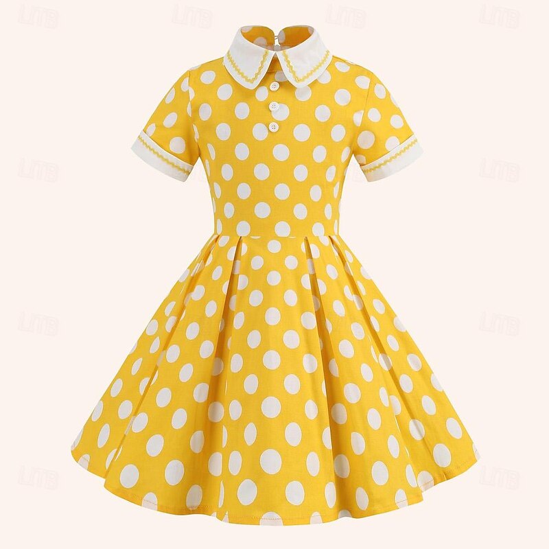 Retro Vintage 1950s Grease Outfits Rockabilly Midi Dress Swing Dress Flare Dress Polka dots Fancy Dress Women's Masquerade Masquerade Date Spring & Summer2