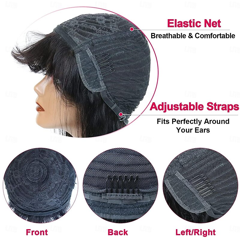 Body Wave Wigs with Bangs Human Hair Wig for Black Women Natural Color 150% Density Brazilian Virgin Hair None Lace Wigs  Machine Made Wig4