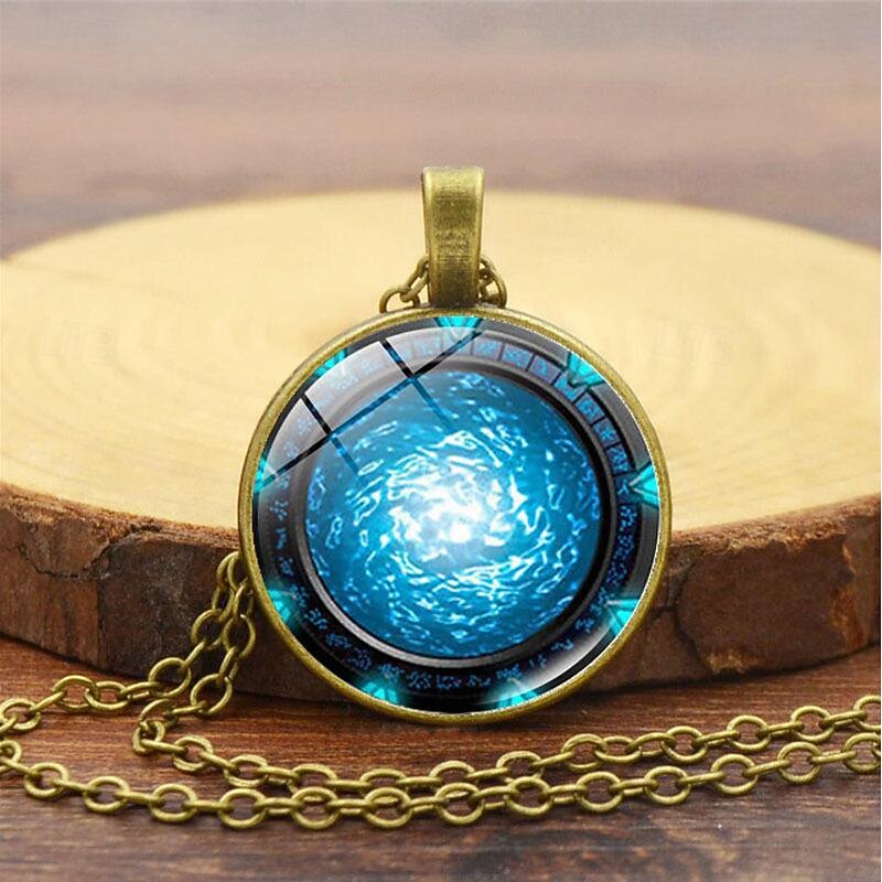 Stargate Atlantis Time Gem Pendant Necklace Women's Hundred Pairing Jewelry Retro Sweater Chain2