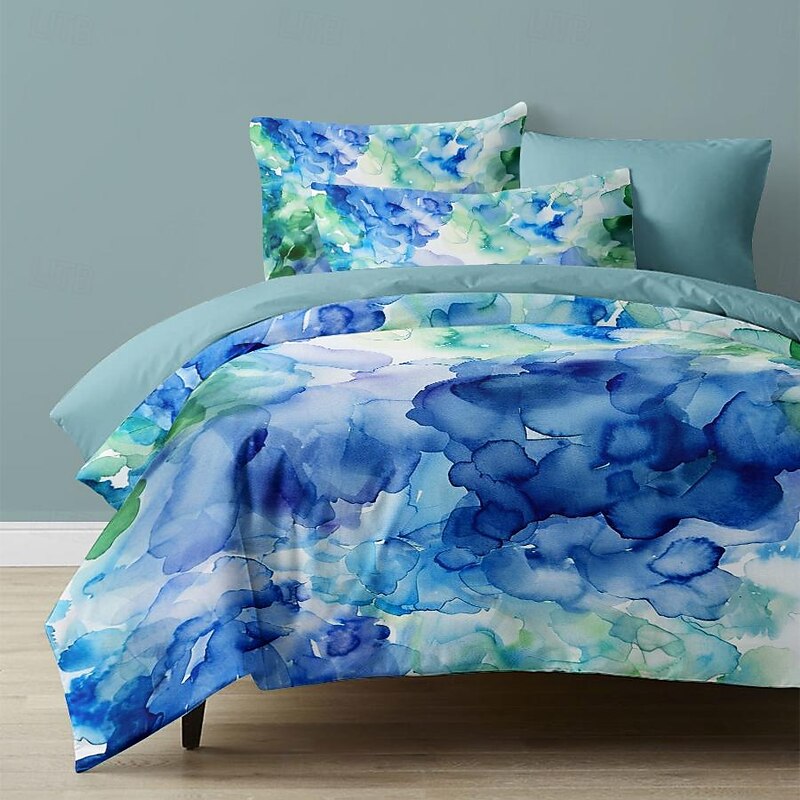 Gradient Blue Color Pattern Duvet Cover Set Comforter Set Soft 3-Piece Luxury Cotton Bedding Set Home Decor Gift King Queen Full Sizehree Piece Set2