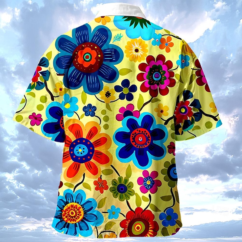 Men's Floral Print Tropical Flowers Shirt Summer Hawaiian Shirt Aloha Shirt Shirt Cuban Collar Vacation Fashion Hawaiian Outdoor Street Causal Yellow Orange Green S M L2