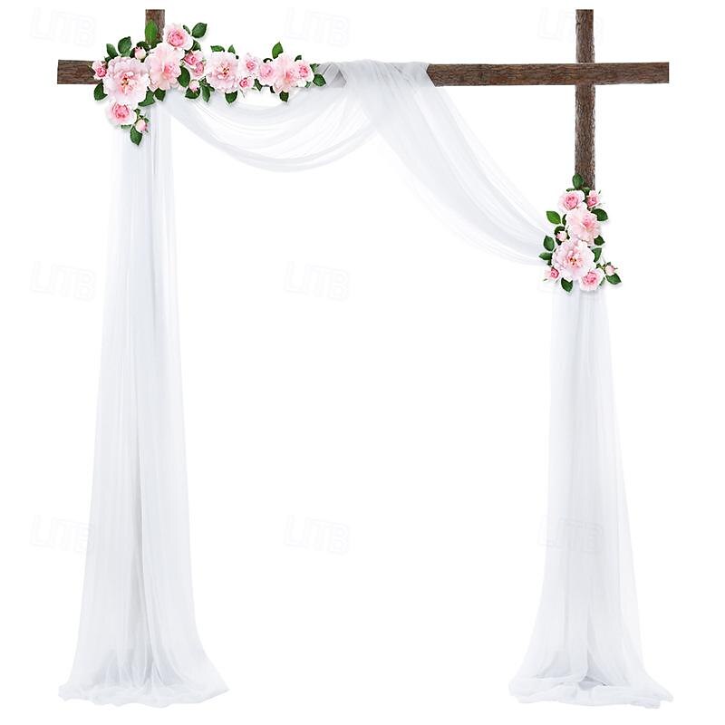75*600cm Arched Door Gauze Curtain Outdoor Forest Lawn Wedding Decoration Hanging Curtain Wedding Decoration Cloth Curtain Pearl Chiffon Curtain
