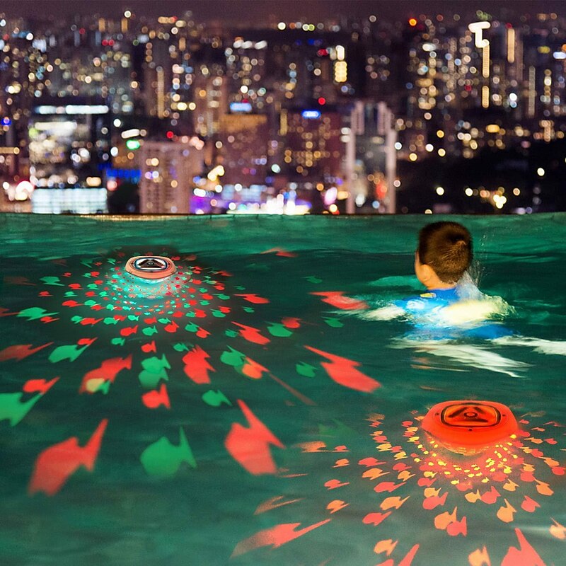 Swimming Floating Pool Light, Submersible LED Pool Light Ocean Fish Pattern Battery Powered RGB Color Changing Underwater Pool Light Pond Hot Tub Landscape Decor for Children's Birthday Gifts 1/2PCS2
