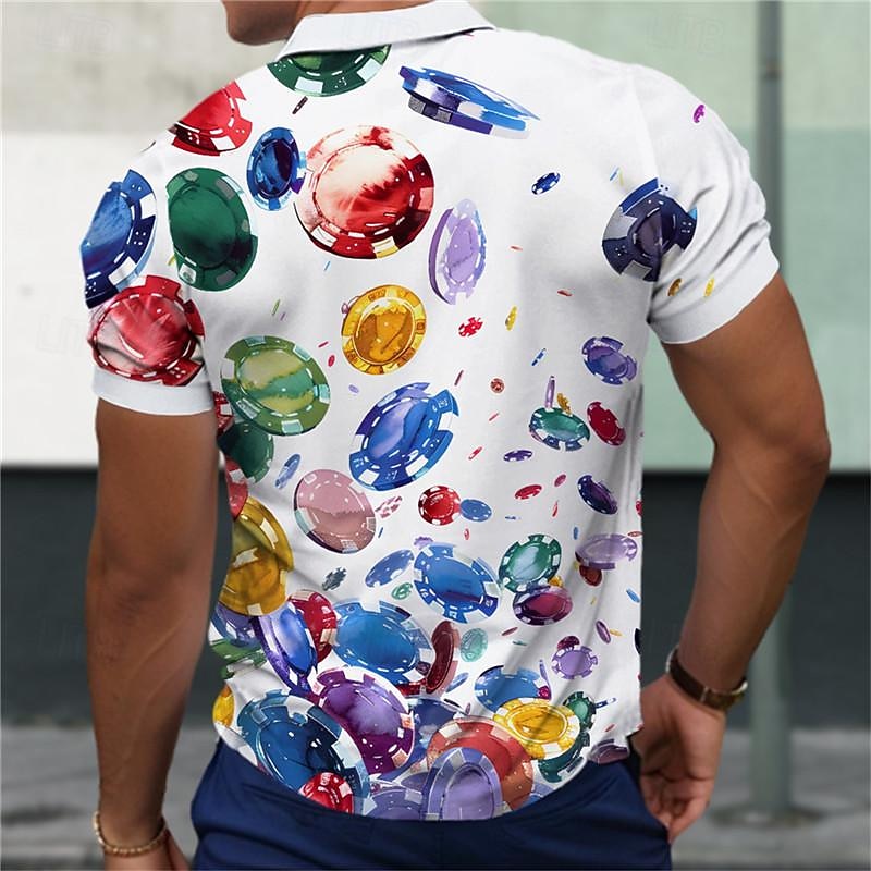 Men's Hawaiian Polo Shirts Golf Shirt Short Sleeve Polo Shirts Collared Shirts Casual Beach Wear Vacation Wear Tropical Wear Party Outfits 3D Print Quarter Zip Polo Summer White Khaki2