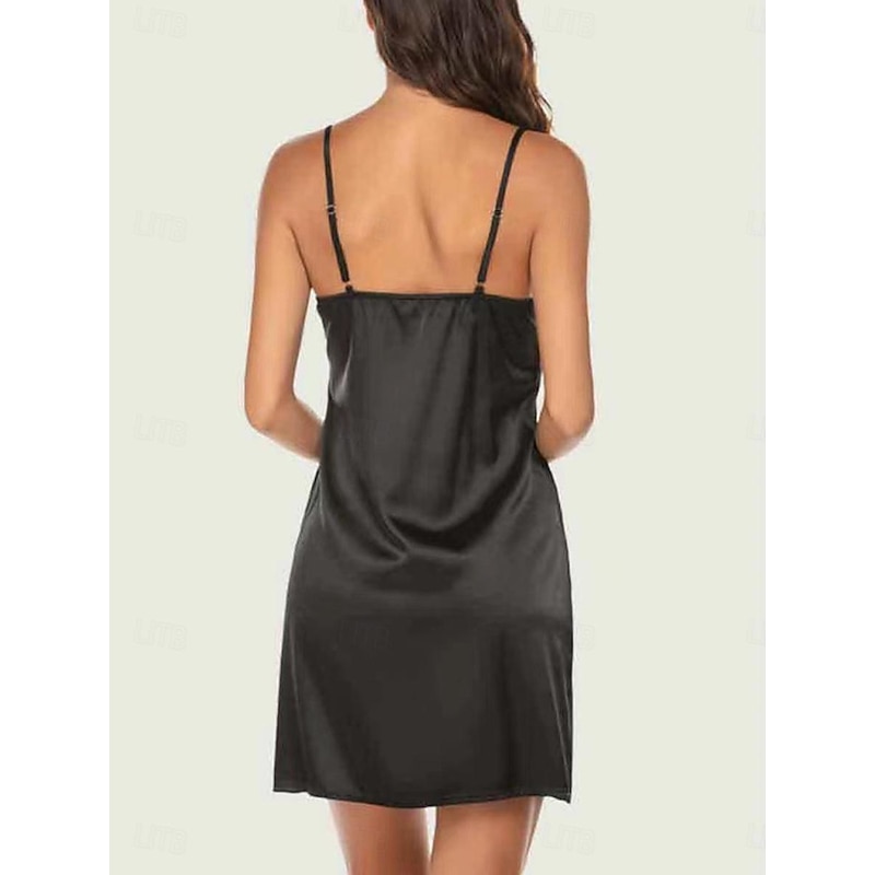 Women's Pajamas Nightgown Nightshirt Dress Pure Color Fashion Comfort Home Daily Bed Satin Silk Breathable Straps Sleeveless Backless Summer Home Outfits3