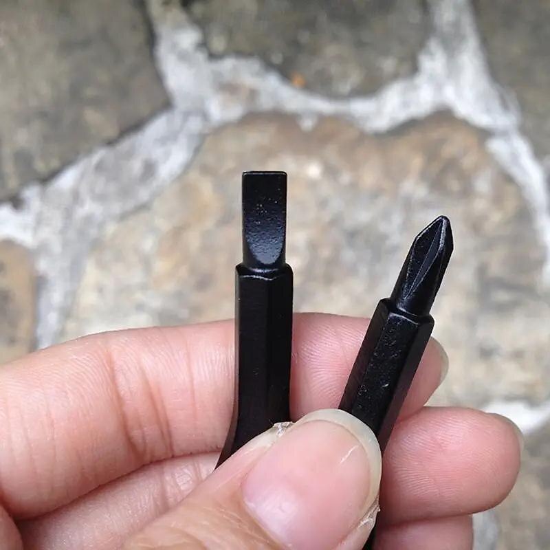 2pcs Portable Phillips & Slotted Screwdriver Key Ring Set - Multi-Functional Mini Pocket Repair Tool Gadget for Camping Accessories4