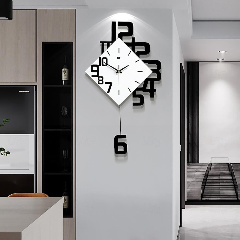 Creative personality digital clock fashion European style living room wall clock wooden decorative wall watch quartz explosion 34 38 50 cm