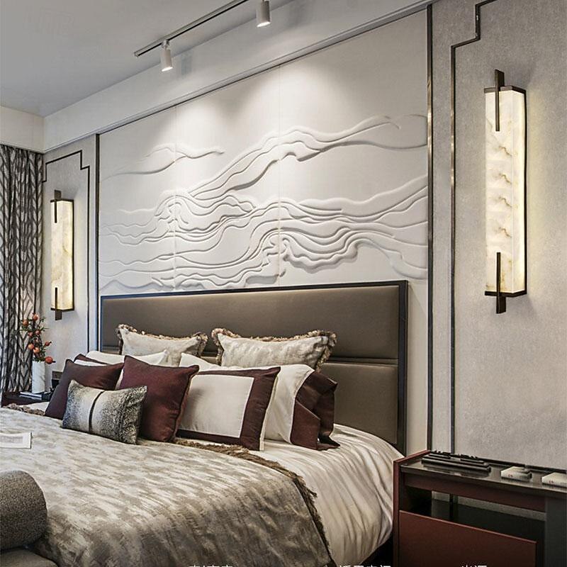Led Wall Marble Lighting, Indoor Living Room Decor Light Fixture, Bedroom Bedside Hallway Headboard Lamps,Warm White 60/80cm 85-265V4