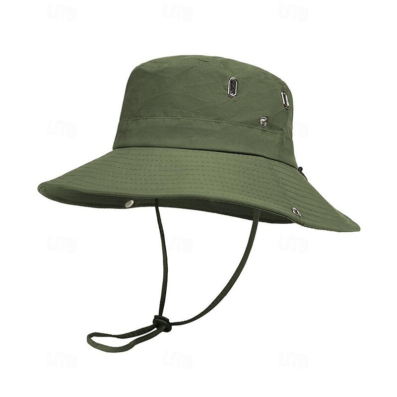 Men's Bucket Hat Sun Hat Fishing Hat Boonie hat Hiking Hat Black Deep Blue Polyester Travel Beach Outdoor Vacation Plain UV Sun Protection Sunscreen 16