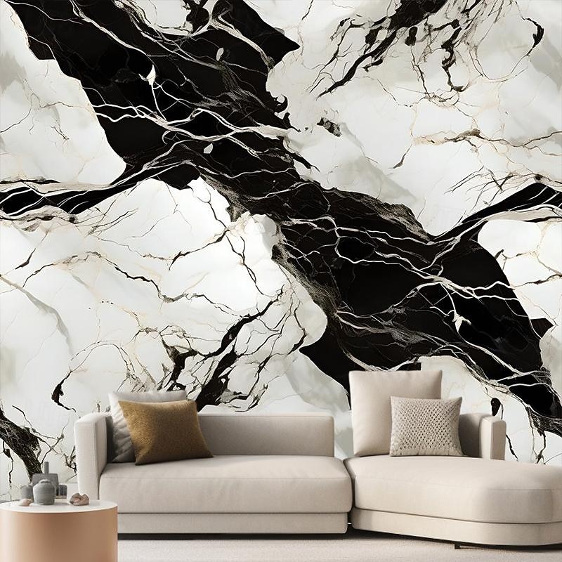 Cool Wallpapers Black and White Wallpaper Wall Mural Marble Roll Peel and Stick Removable PVC/Vinyl Material Self Adhesive/Adhesive Required Wall Decor for Living Room Kitchen Bathroom4