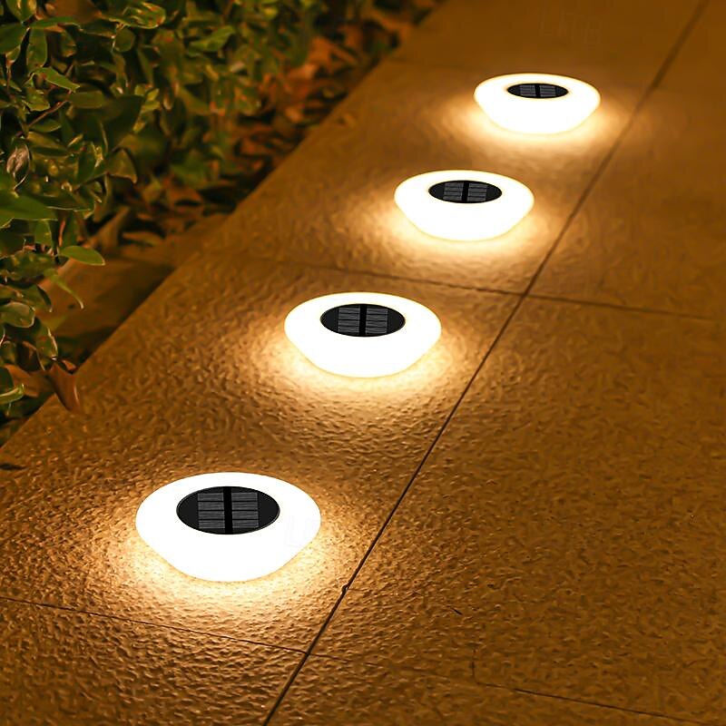 4pcs Solar Outdoor Courtyard Lights IP65 Waterproof Buried Lights for Garden Villa Backyard Pathway Steps Landscape Decoration Lawn Lights4
