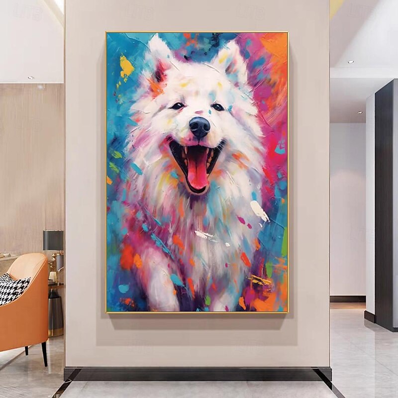 Mintura Handmade Abstract Dog Animal Oil Paintings On Canvas Wall Art Decoration Modern Picture For Home Decor Rolled Frameless Unstretched Painting2