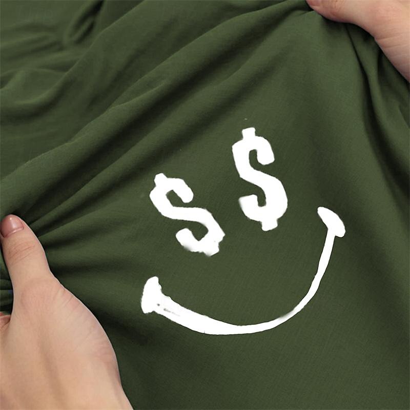 Men's Smiley Face T Shirt Tee Top 100% Cotton Short Sleeve Graphic Shirt Black Red Army Green Comfortable Tee Vacation Street Fashion Designer Clothing3