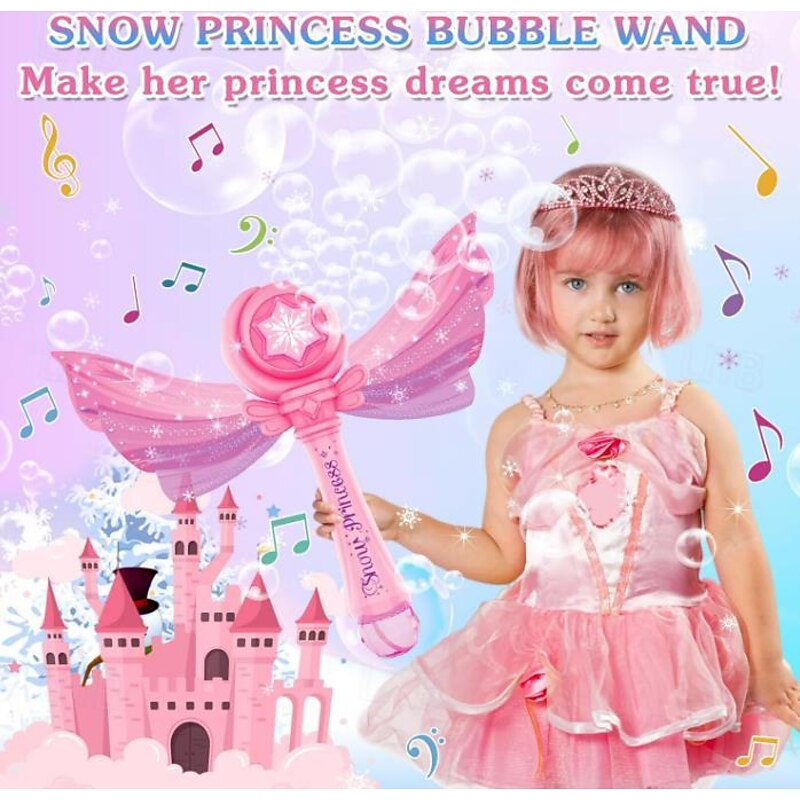 Bubble Wand for Kids Girls: Bubble Machine Blower Maker Wands with Light & Music, Toddlers Outdoor Party Toys Birthday Gift for 3 4 5 6 7 8 Year Old Girls Include Bubble Solutions, Pink - Main Image