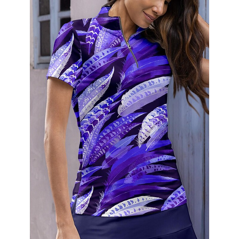 Women's Golf Polo Shirt Ocean Blue Short Sleeve Top Ladies Golf Attire Clothes Outfits Wear Apparel4