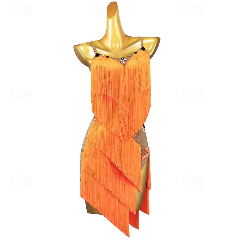 Latin Dance Dress Tassel  Women's Performance Training Sleeveless Rumba Salsa Chacha Clothes3