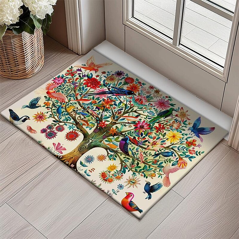 Tree of Life with Birds Doormat Floor Mats Washable Rugs Kitchen Mat Non-Slip Oil Proof Rug Indoor Outdoor Mat Bedroom Decor Bathroom Mat Entrance Rug4