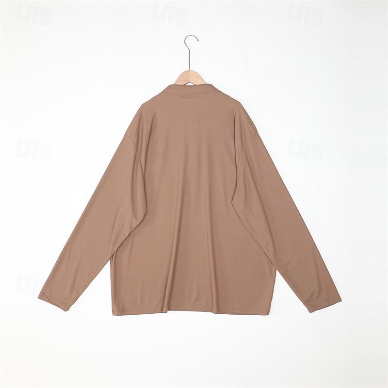 Men's Golf Shirt Knit Polo Street Casual Polo Collar Classic Long Sleeve Fashion Casual Solid Color Plain Button Front Simple Spring &  Fall Regular Fit Black White Light Green Pink Wine Navy Blue4