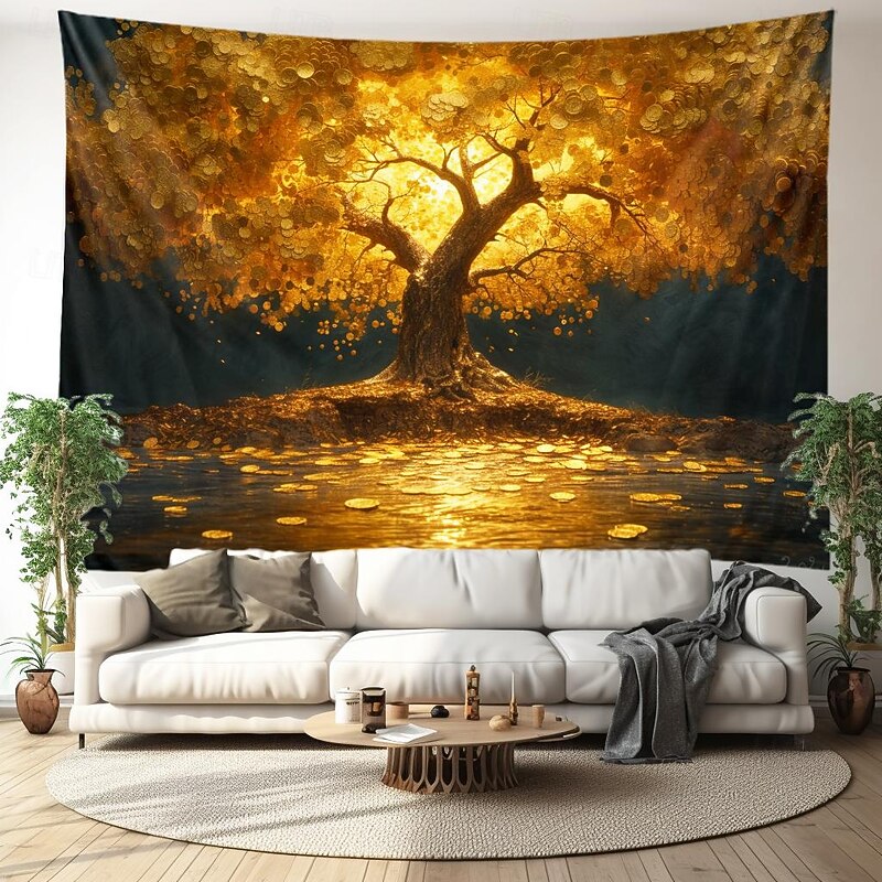 Tree of Life Painting Hanging Tapestry Wall Art Large Tapestry Mural Decor Photograph Backdrop Blanket Curtain Home Bedroom Living Room Decoration4