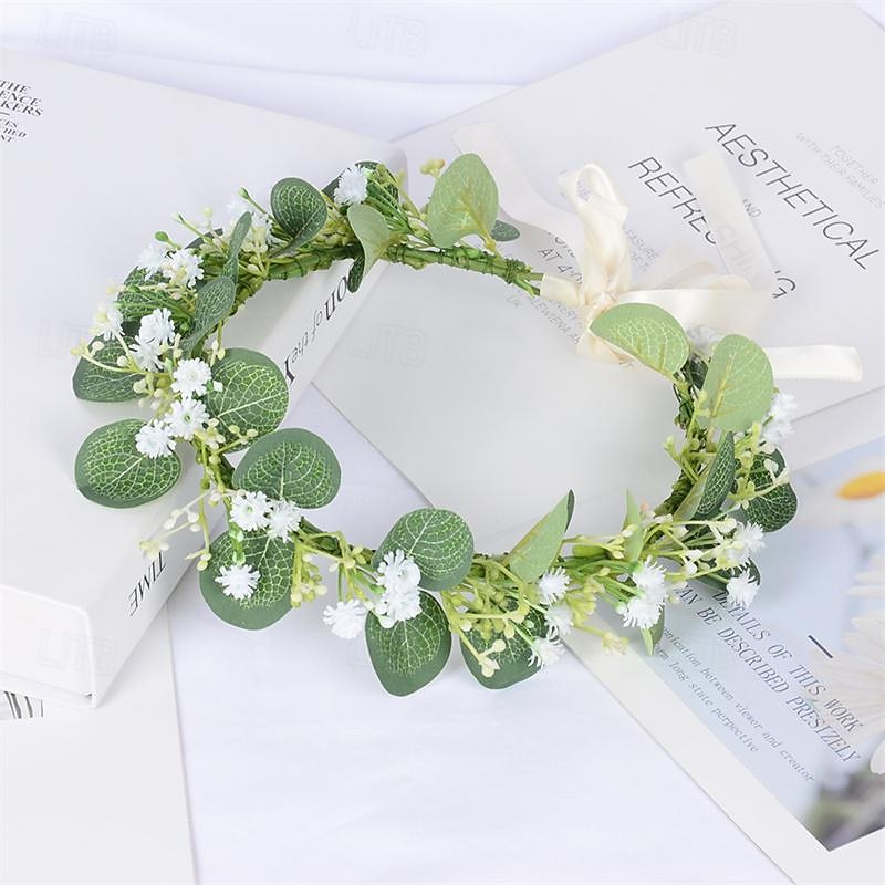 Simulated wreath full of stars eucalyptus headband bride headdress travel outdoor photography female headflower3
