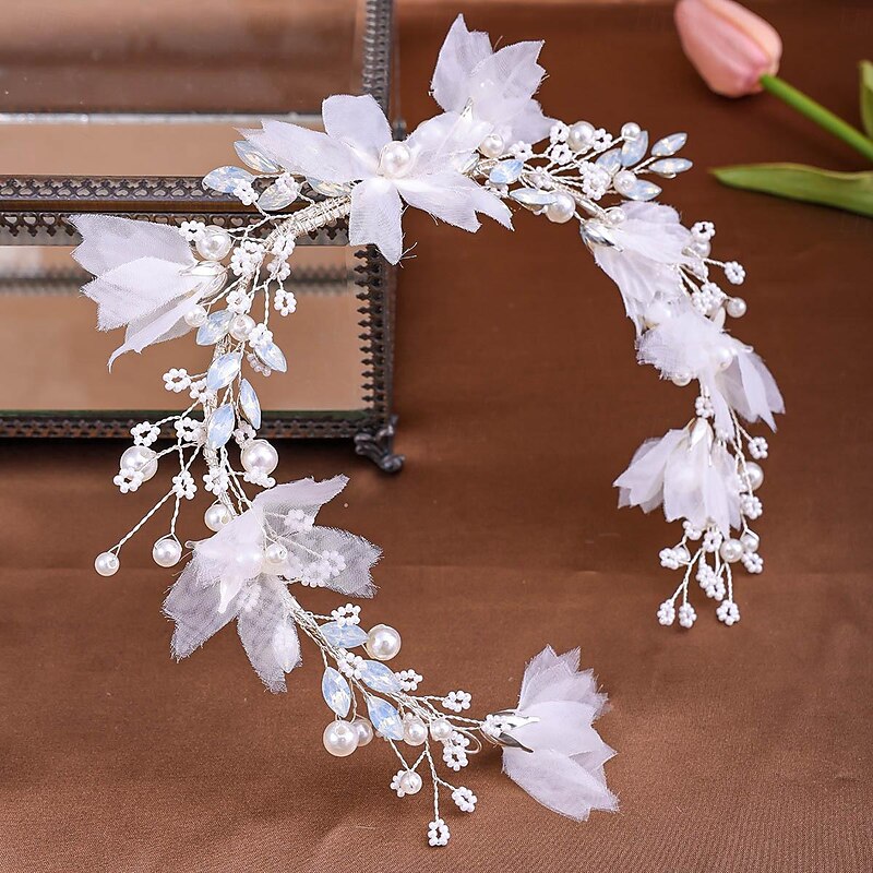 Crown Tiaras Headbands Headpiece Polyester Rhinestone Wedding Cocktail Luxury Retro With Rhinestone Faux Pearl Headpiece Headwear