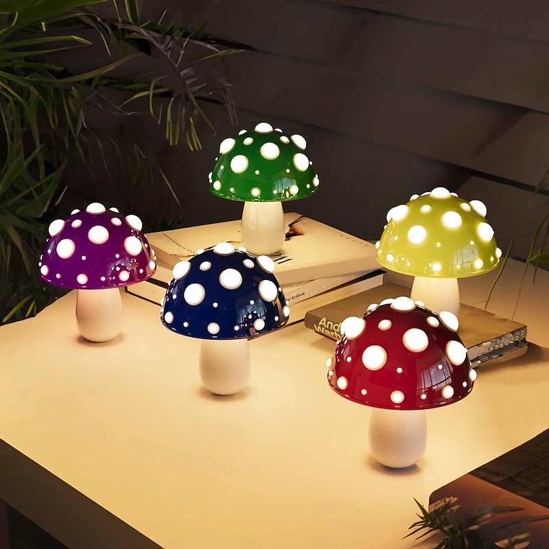 Mushroom Lamp USB Rechargeable Lamp Desk Light with Dual Color for Living Room, Bedside, Unique Gift for Nature Lover4