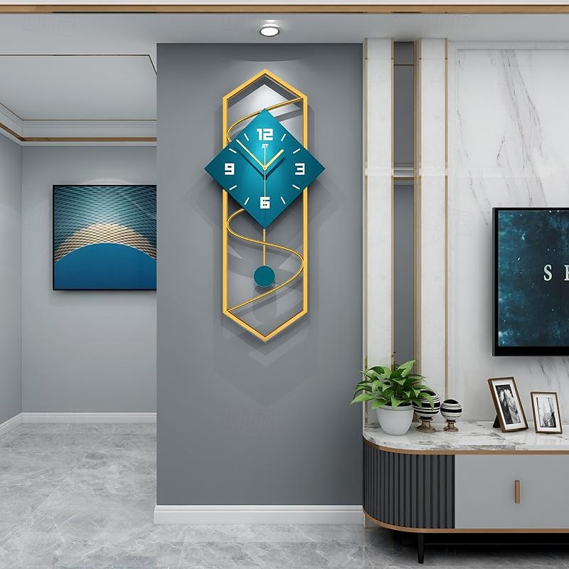 Modern Wall Clock with Pendulum Non Ticking Silent Wall Clocks for Living Room Decor Large Wooden Dial Pendulum Wall Clock 30*70 CM