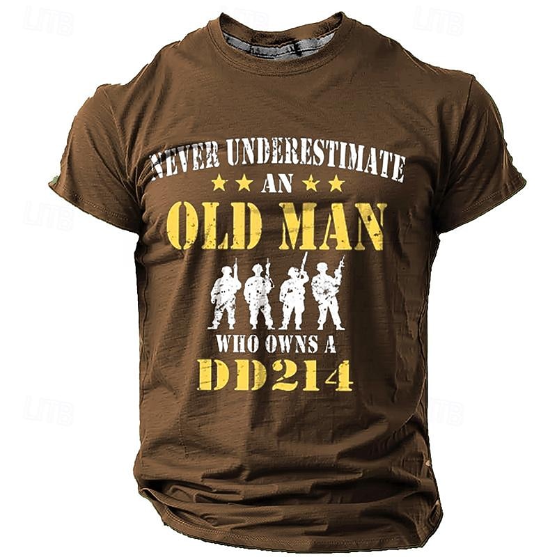 Men's Soldier Old Man T Shirt Short Sleeve T shirt 3D Print Crew Neck Shirt Designer Retro Vintage Casual Sports Outdoor Holiday Going out Black Navy Blue Brown Spring & Summer Clothing Apparel S M L4