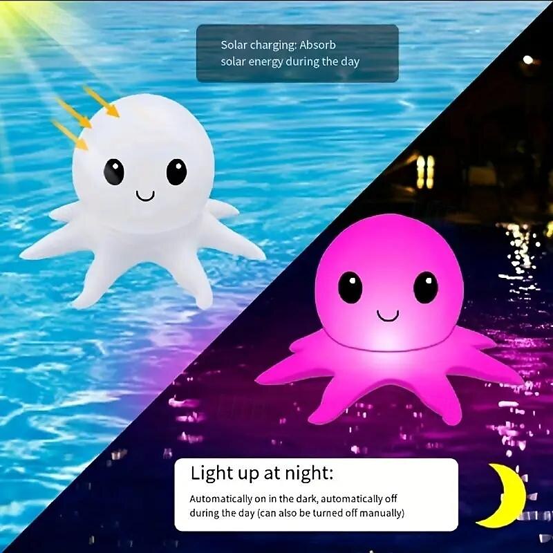 Solar Floating Pool Lights Solar Powered Waterproof Inflatable Octopus Light 16 Colors Inflatable Pond Light with Remote Control for Christmas Decoration Garden Wedding Party2