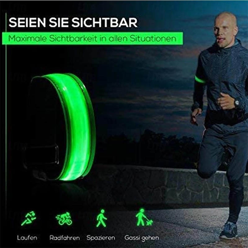 Luminous Arm Straps for Night Run USB Charging LED Luminous Night Running Armband Bracelet Outdoor Sports Reflective Safety Belt Bicycle Cycling Glowing Wristband 1PC