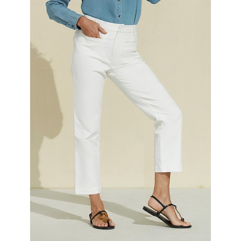 Women's White Pants White Cropped Pants4