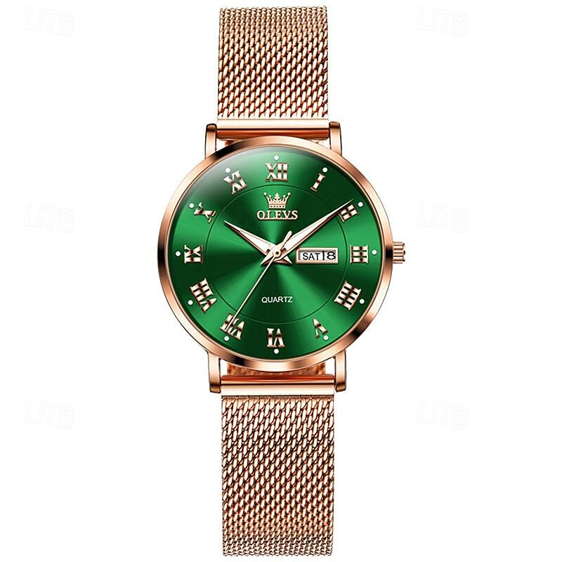 New Olevs Olevs Brand Women'S Watches Luminous Calendar Week Display Simple Quartz Watch Double Calendar High Value Ladies Waterproof Sports Watch4
