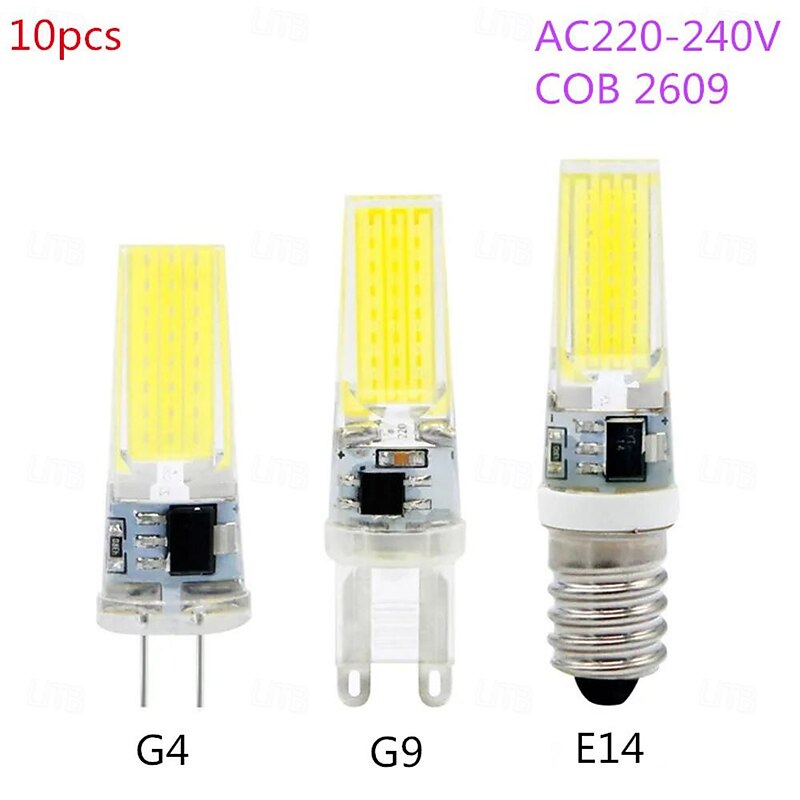 10 Pcs G4 G9 LED Lamp Bulb E14 220-240V COB LED Lighting Lights Replace 50W Halogen Spotlight Chandelier Lamp