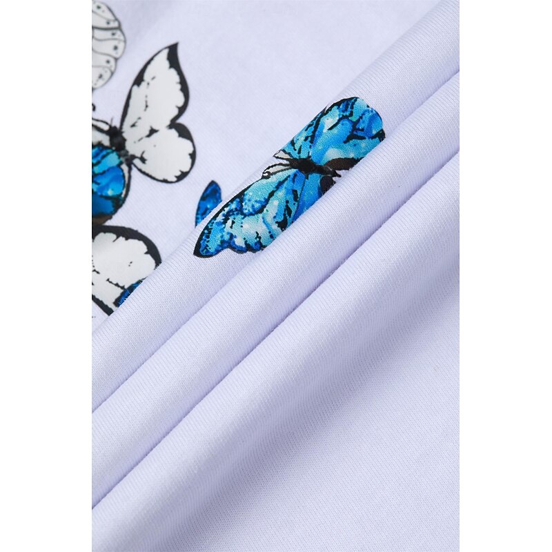 Women's T Shirt Butterfly Basic Short Sleeve T-shirt Sleeve Round Neck Regular Tops Home Daily Date Print Basic Black White Dark Pink Blue Summer 8