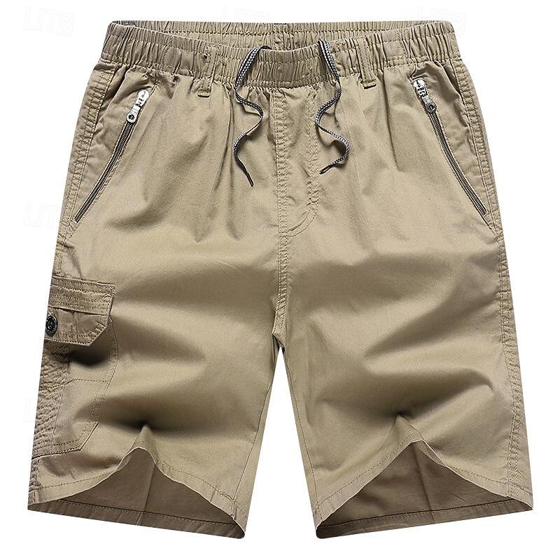 Men's Cargo Shorts Shorts Work Shorts Drawstring Elastic Waist Multi Pocket Plain Wearable Short Outdoor Daily Going out Fashion Classic Black Yellow