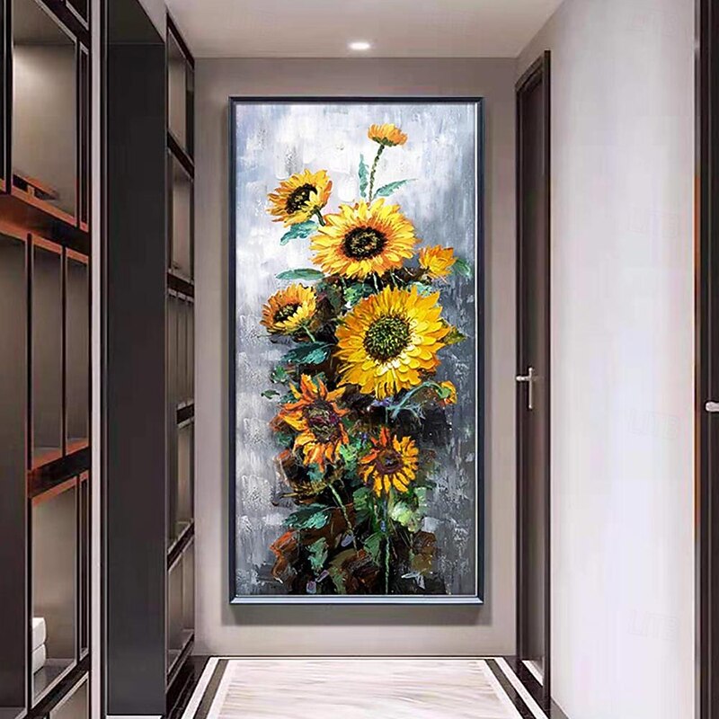 Mintura Handmade Sunflower Oil Paintings On Canvas Wall Art Decoration Modern Abstract Picture For Home Decor Rolled Frameless Unstretched Painting2