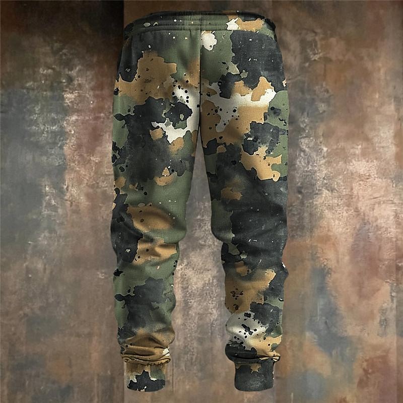 Camouflage Fashion 3D Print Men's Side Pockets Elastic Drawstring Design Sweatpants Joggers Pants Trousers Outdoor Sports & Outdoor Street Polyester Army Green Dark Green Green2